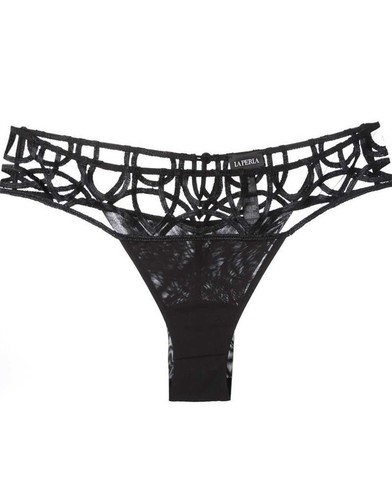 La Perla CIRCLES Black Embroidered Non Wired Long Line Bra 36B Brazilian Brief M - Picture 7 of 12