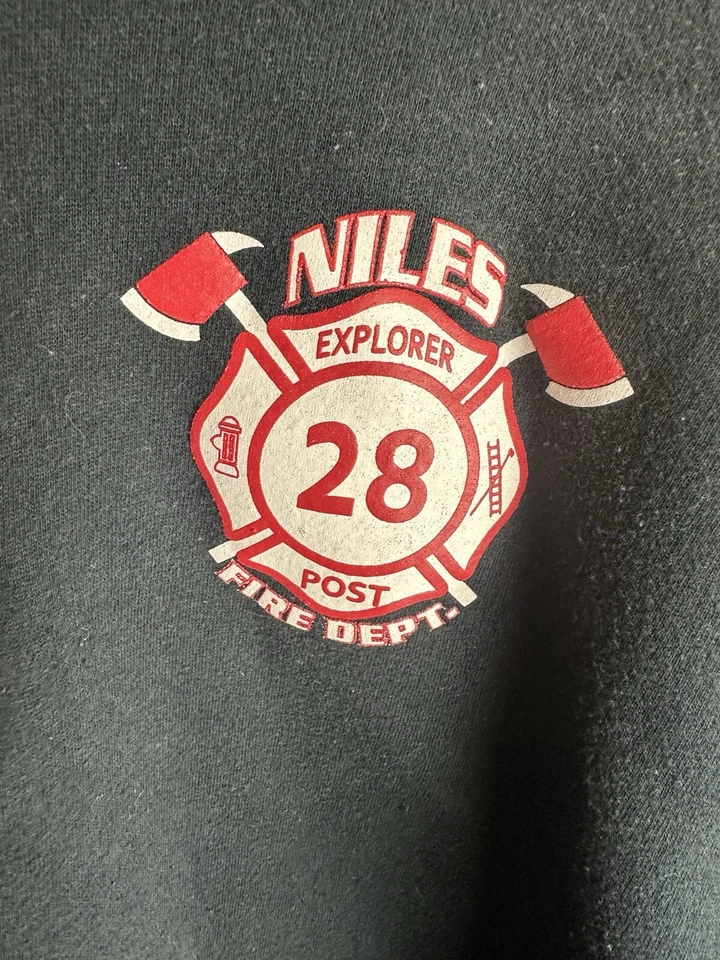 Винтажная мужская толстовка на молнии Niles Fire Department Post 28 1/4 размер XL - Изображение 4 из 4