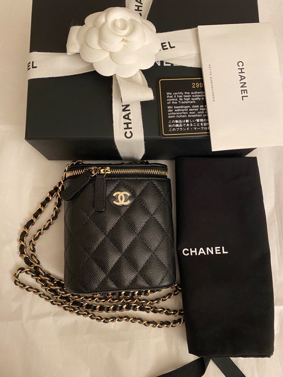 Chanel Mini Vanity Case Wallet On Chain Black Caviar Leather Bag