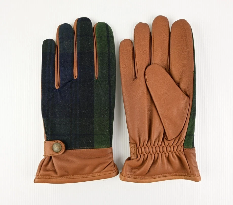 Polo Ralph Lauren Unisex Plaid Tartan Leather Gloves