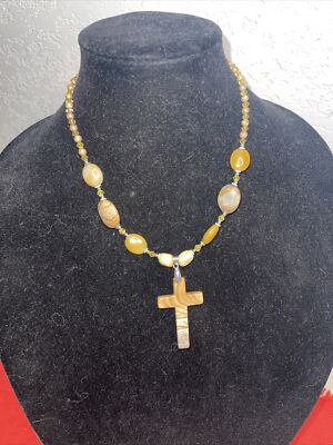 New Winnity Genuine Stone, Bead Cross 18  Neclace, Earring Set southwest ￼Design