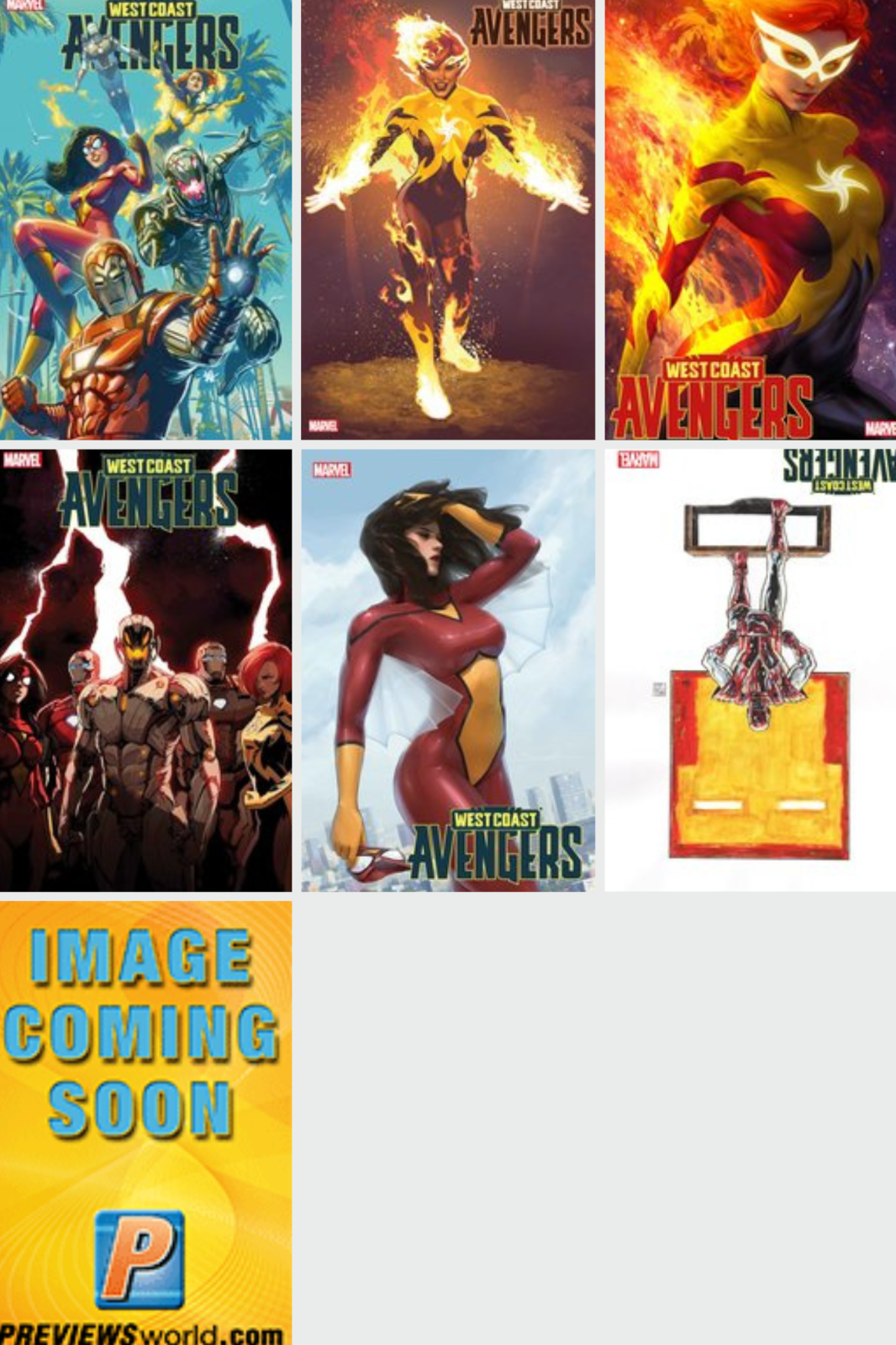 WEST COAST AVENGERS 1 MARVEL 7 VARIANT SET HUGHES/ARTGERM/LEE PRESALE