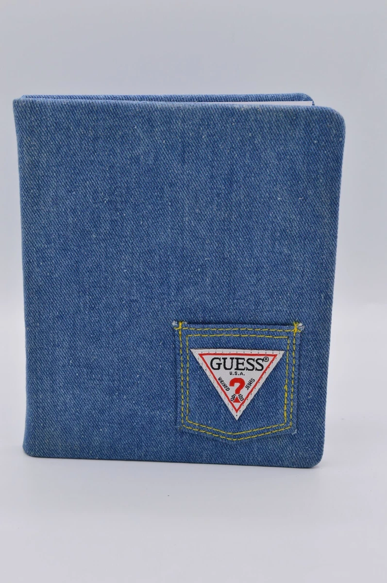Denim embossed clutch best sale guess