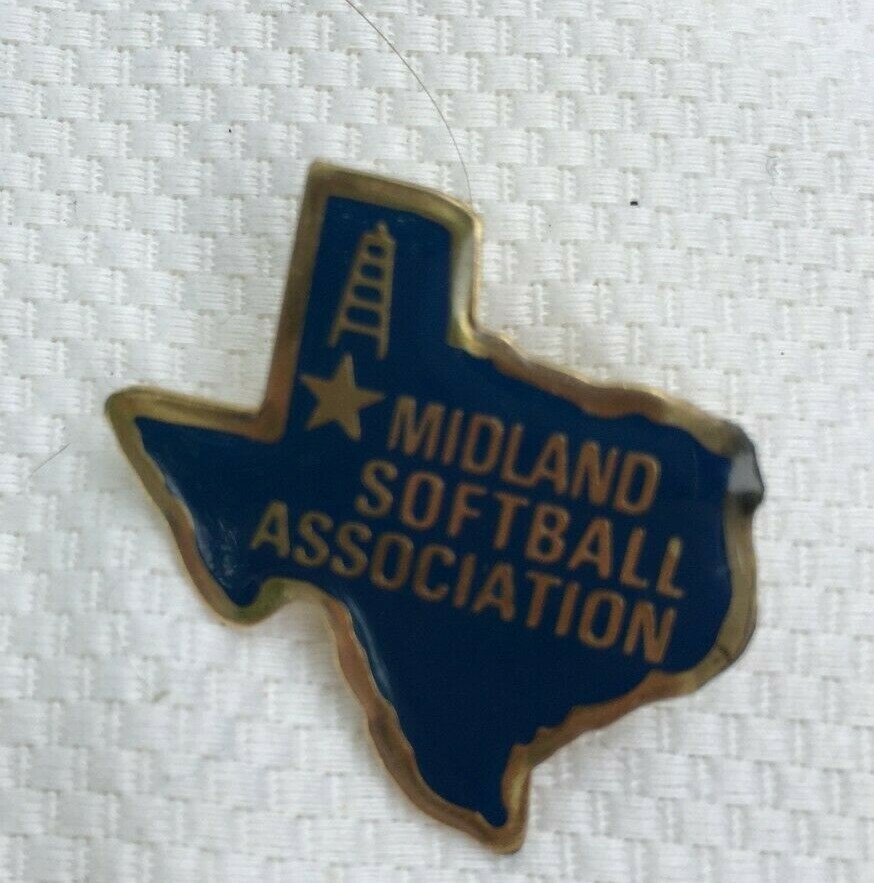 Midland Softball Association Texas Shaped Pin ASA Gold Tone Enamel
