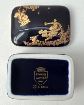 Vintage Limoges Castel France 22K Gold & Black Courting Couple