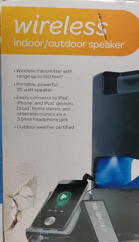 Sistema de altavoces torre informática portátil inalámbrico interior exterior AT T - negro. Foto 2 de 4