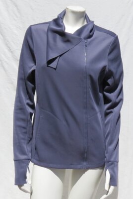 LAYER 8 Women s US M L Dusky Purple Split Collar Full Zip Thumbholes Jacket Top