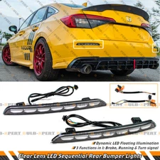 FOR 2022-26 CIVIC SEDAN JDM CLEAR LENS REAR BUMPER DYNAMIC LED SEQUENTIAL LIGHT
