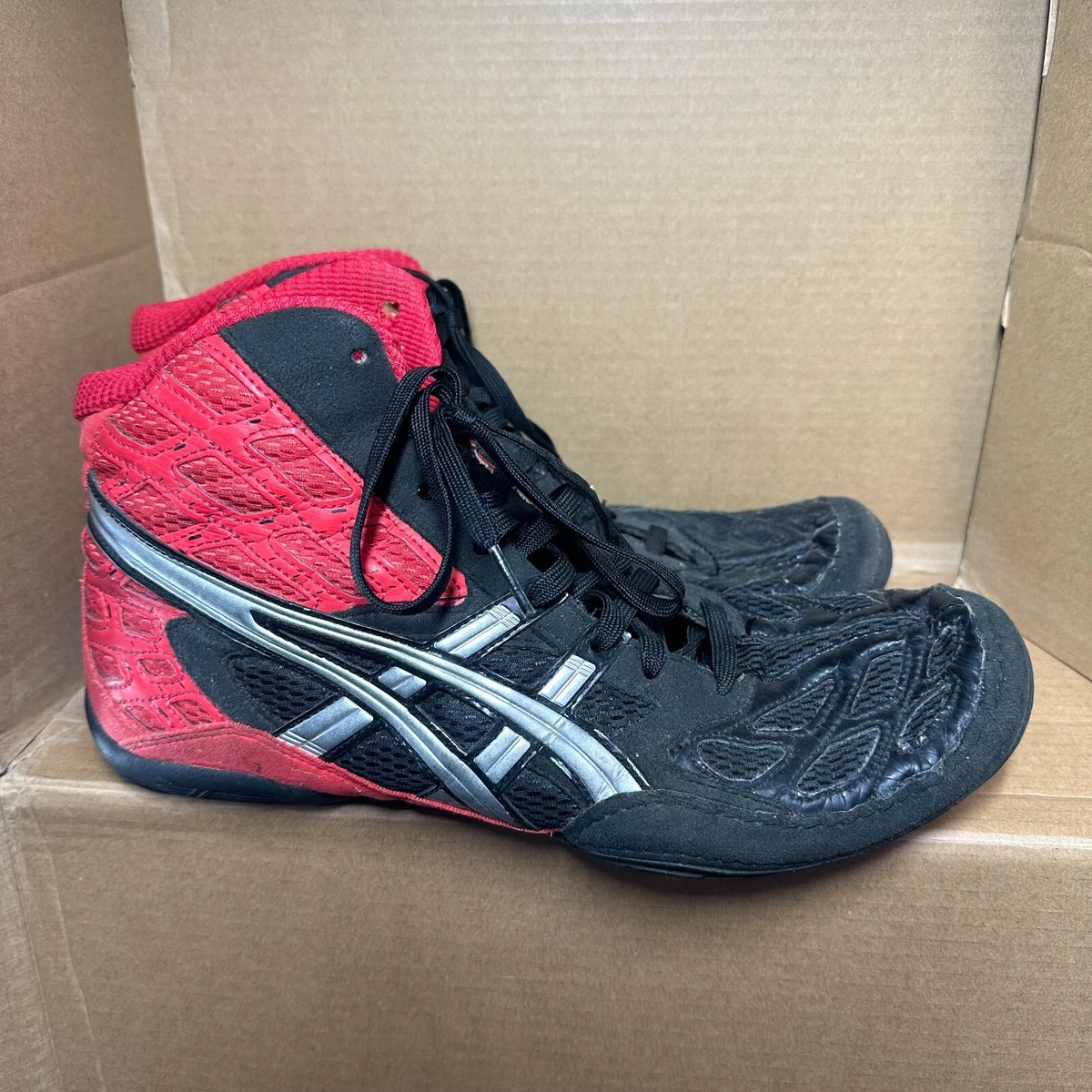 アシックス　レスリングシューズ　SPlit Second　　J203Y Asics Split Second Athletic Wrestling Shoes Black Red Mens 11.5