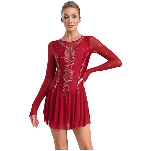 Mujeres Ropa de Baile Competición Leotardo Adultos Vestido Brillante Baile Disfraz Malla - Imagen 7 de 67