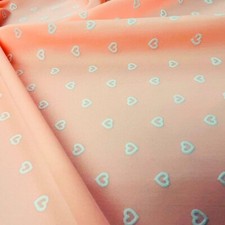 White Hearts Peach Color Spandex 4-Way Stretch Fabric 60"wide Swimsuit By Yard