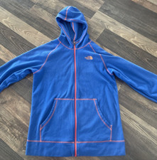 The North Face Boys Lightweight Fleece Blue Orange Jacket Hoodie Size XL 18/20