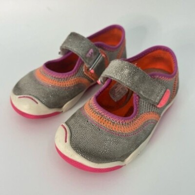 Plae Emme shimmer silver mary Jane Shoes toddler 0052 orange pink