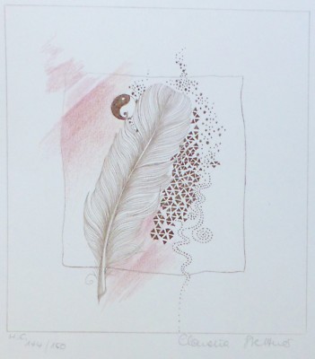 CLAUDIA STETTNER Floris II LITHOGRAPH Hand signed 1985 GERMAN ARTIST Lufthansa