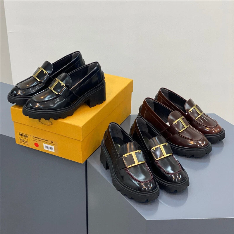 TOD’S Scarpe mocassini Tod's donna tacco medio grosso in pelle spessa