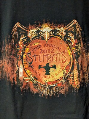 Vintage 2012 Sturgis Motorcycle Harley Davidson Black Large T 