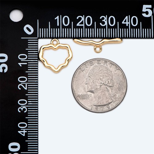 10pcs Gold Heart Toggle Clasp,Easy Close Clasp Connector for Bracelet/Necklace - Picture 3 of 3
