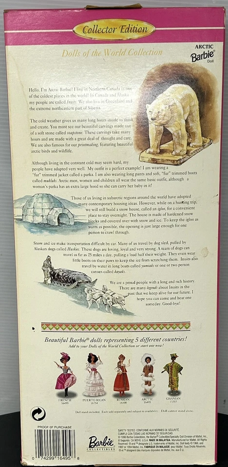 Muñeca de colección 1996 edición especial coleccionista "Arctic Barbie" de Mattel Foto 2 de 4