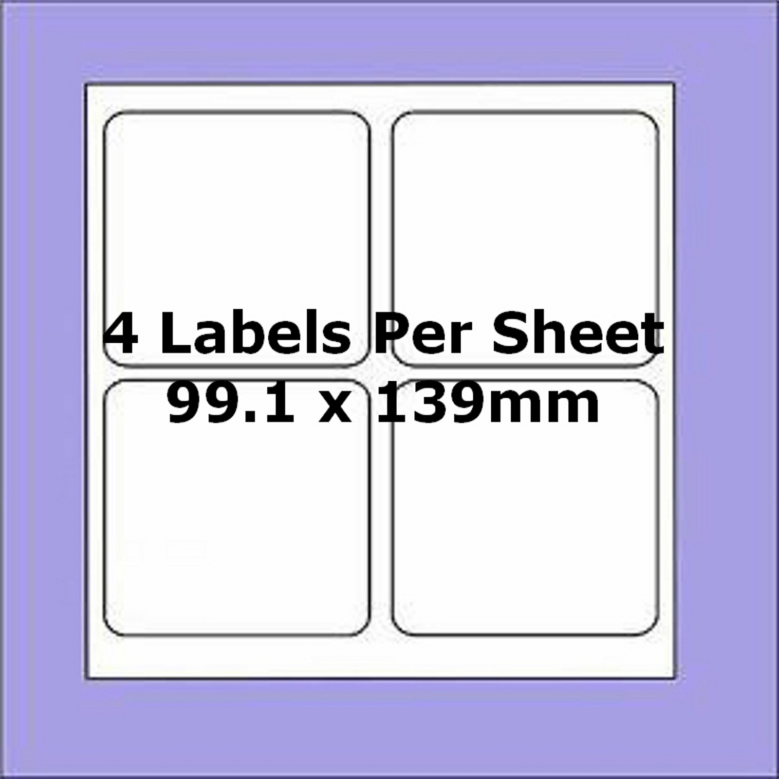 Blank Self Adhesive Labels ~ L7169 Compatible ~ 4 per A4 sheet ~ 99.1mm ...