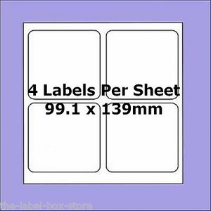 Blank Self Adhesive Labels ~ L7169 Compatible ~ 4 per A4 sheet ~ 99.1mm ...