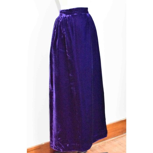Craig Craely Purple Rayon Velvet Maxi Skirt - Picture 7 of 8
