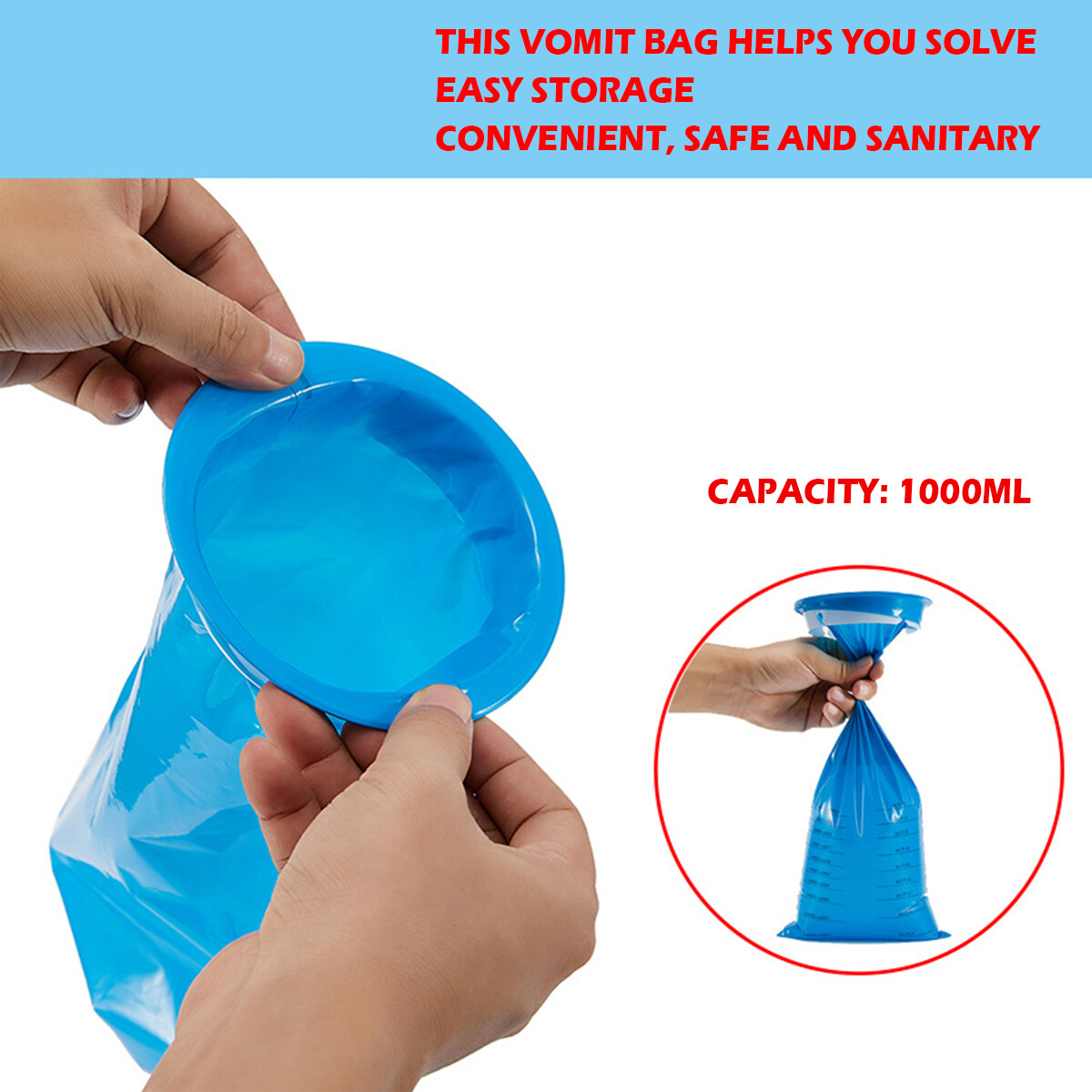 10/50 Pcs Sick Bags 1000ml Emesis Bags Car Sickness Bag Portable Vomit