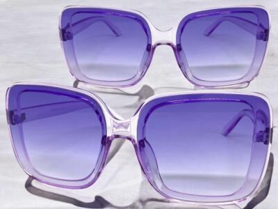 OVERSIZED EXAGGERATED VINTAGE RETRO SUN GLASSES Huge X-Large Square Purple Frame