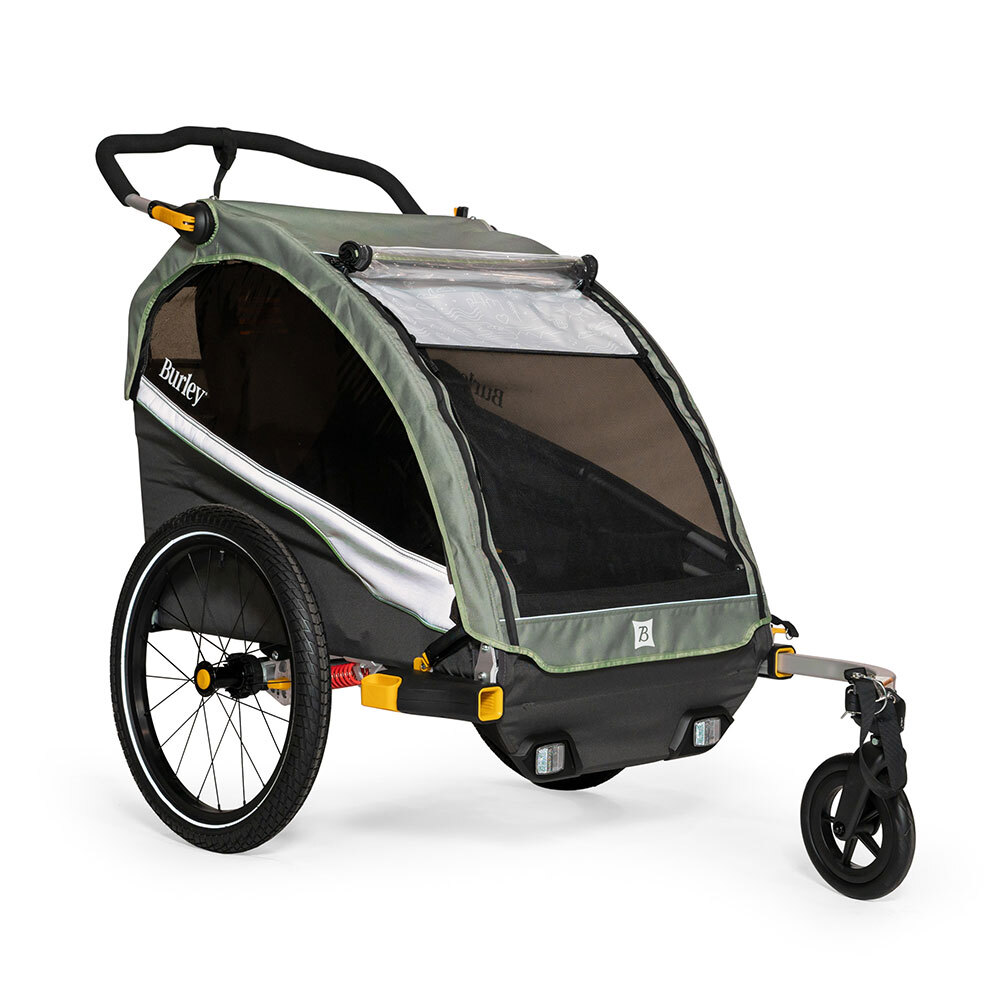 Burley Bike Trailer - D'Lite X Double Seat Child Trailer / Stroller - Green