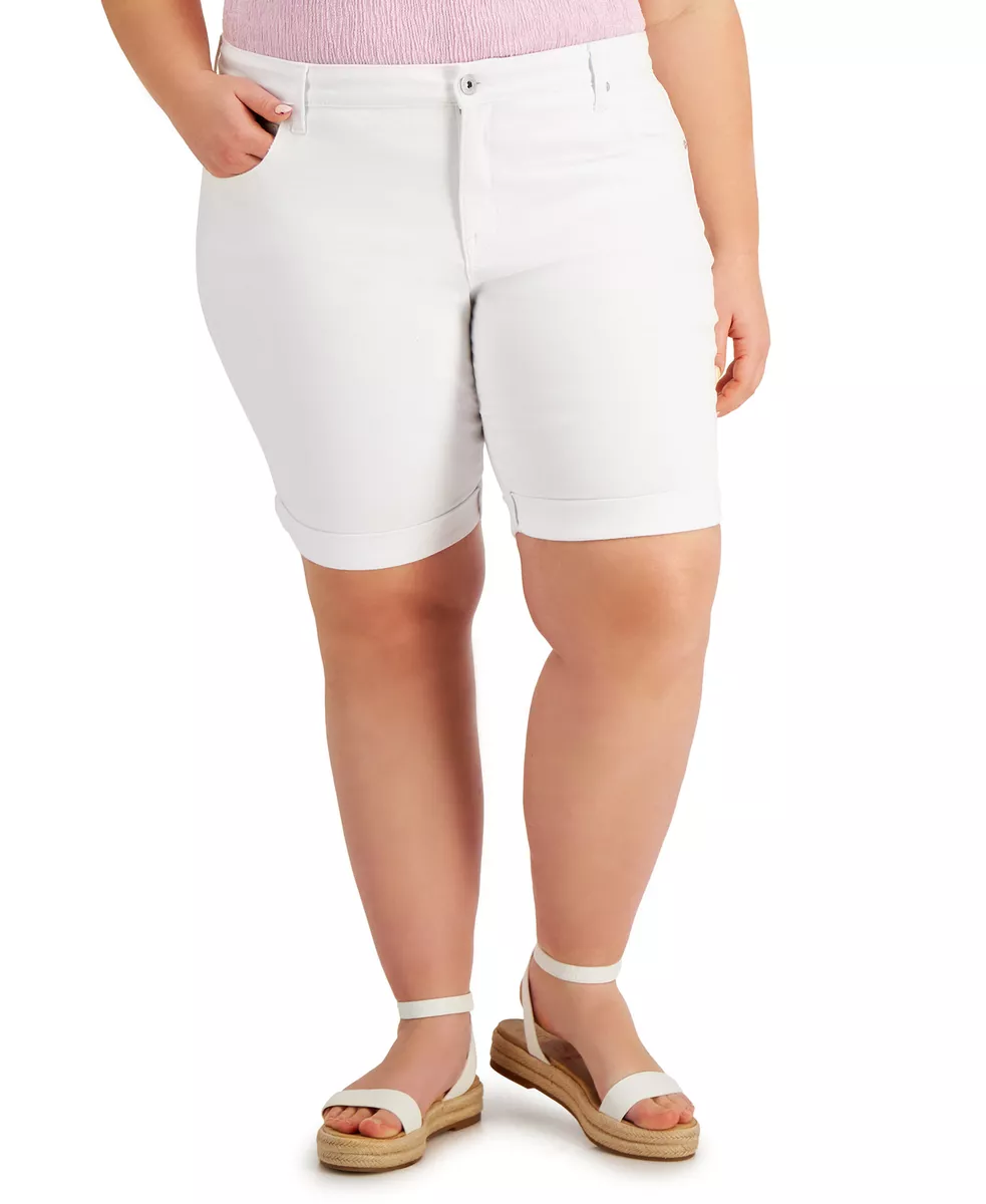 Plus size white bermuda shorts sale