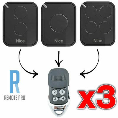 3 x Compatible Garage/Gate Remote To Suit Nice Flor-e FLO1-RE FLO2-RE FLO4-RE