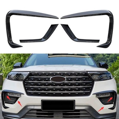 For Ford Explorer 2020-2023 ABS Carbon Front Bumper Lip Diffuser Splitter Fins