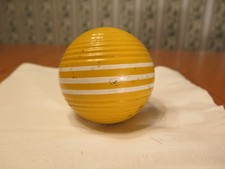 Vintage Forster YELLOW Wood Ribbed 3.25" Croquet Ball with 3 Stripes