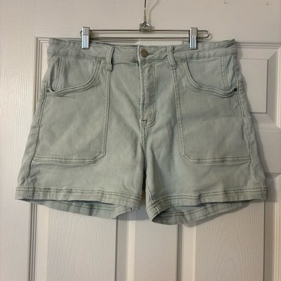 Risen Jeans High Waisted Shorts Sage Green Size 1XL