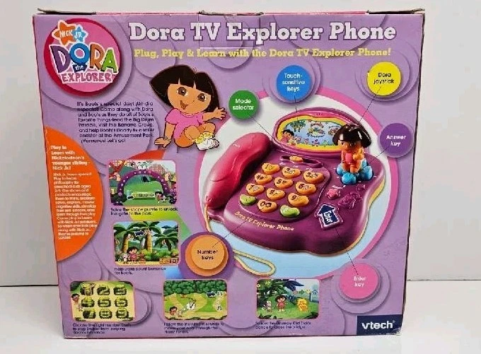 2007 VTech Nick Jr. Dora The Explorer Tv Phone Plug Play Learn New - Image 3 of 4