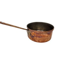 Vintage Copper Sauce Pan Pot Brass Handle Made In Korea 1.25 quarts