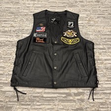 Harley Davidson Leather Riding Vest Men Large Embroider HOG Patches Dallas Texas