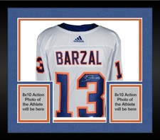 Framed Mathew Barzal New York Islanders Signed White Adidas Authentic Jersey