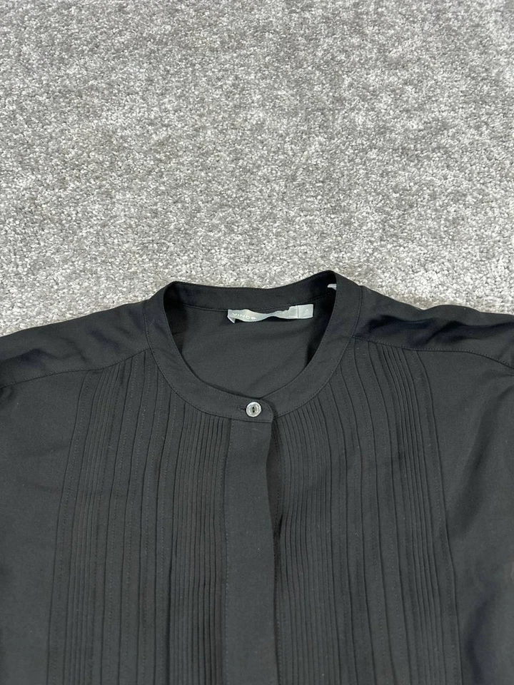 Camisa Vince para mujer 2 blusa negra de seda de gran tamaño Foto 2 de 4