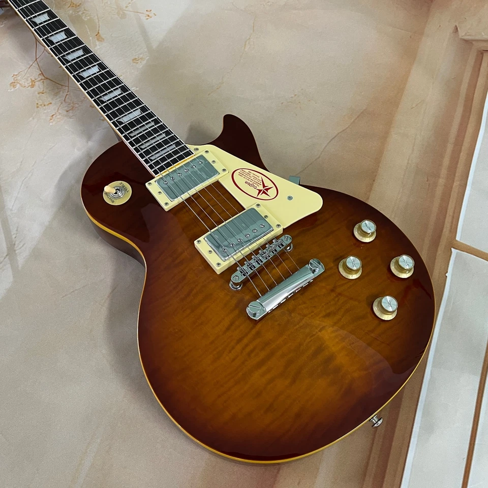 Tobacco burst LP electric guitar flame maple top solid mahogany body - Image 2 of 4