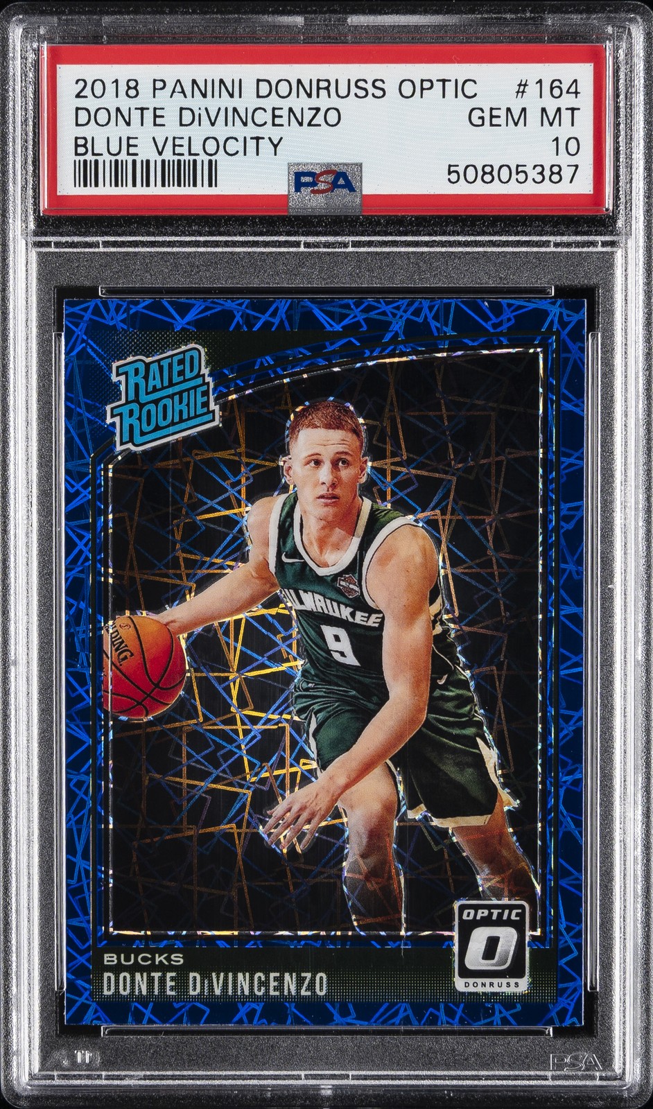 2018 PANINI DONRUSS OPTIC BLUE VELOCITY #164 DONTE DIVINCENZO PSA 10