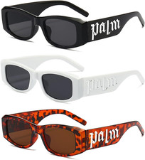 3 Pack Irregular Rectangle Sunglasses for Women Men Luxury Letter Small Frame...