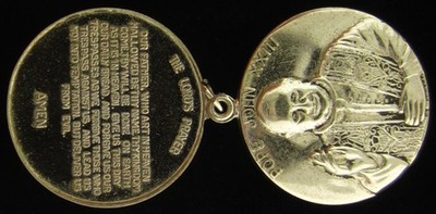 Vintage Pope John XXIII Medal Slider Catholic Lords Prayer Our Father Large