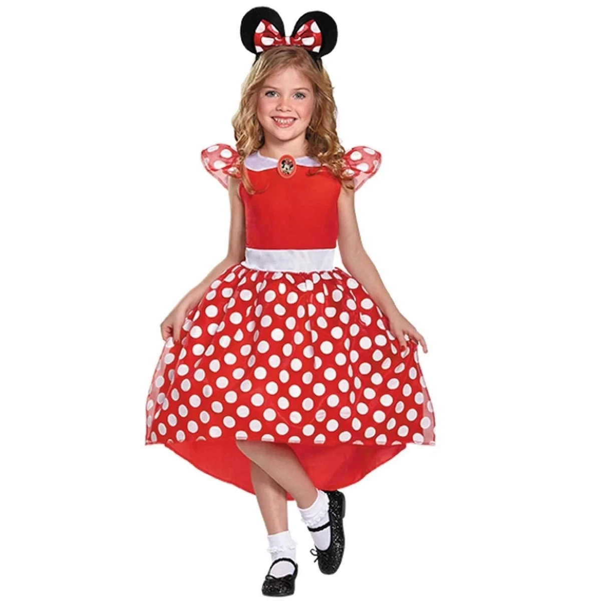 Meleager Vestito Carnevale Bambina – Gonna Tulle Rosa/Rossa A Pois Con Cerchietto Topo, Taglia Unica
