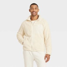 Goodfellow  Co Men's Zip-up Ultra Soft Fleece Sweatshirt Cream Medium