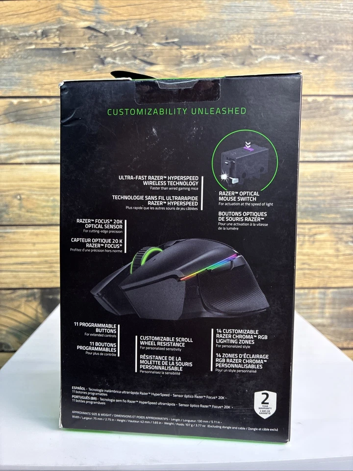 Razer Basilisk WIRELESS Ultimate Hyperspeed Gaming Mouse Optical Razor Ergonomic - Image 3 of 4