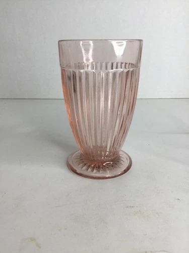 Queen Mary Pink Depression Era 5" Footed Water Tumbler