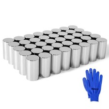 40Pcs Lug Nut Covers 32mm/33mm Cylinder Nut Covers ABS Chrome Plastic Anti-Ru...