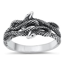 Fashion Coiled Snakes Viper Serpent Ring New 925 Sterling Silver Band Sizes 5-10