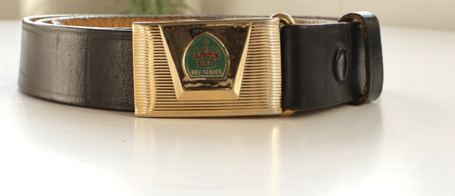 Boy Scouts Hickok Cowhide Black Leather Belt with Gold Crown bukle Size 36