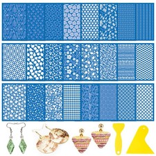 Jutom 24 Pieces Silk Screen Stencils 3.9 x 6'' with 2 Squeegees